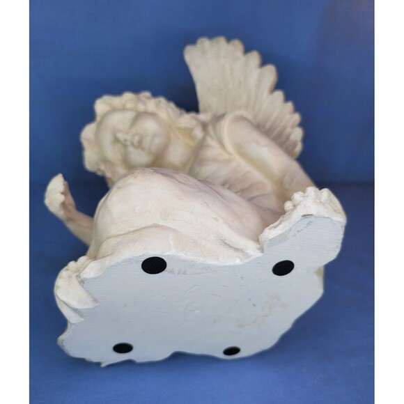 Angel Cherub Sitting Statue 11.5''H Resin Decoration Large White Figurine - Picture 6 of 7